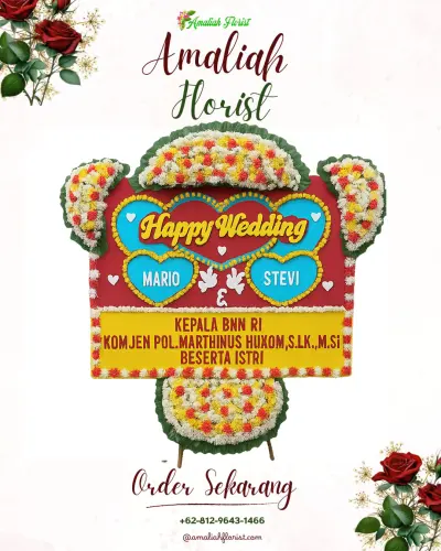 Karangan Papan Bunga Pernikahan di Songgom